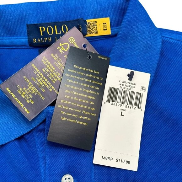 Polo Ralph Lauren Orange White Blue Classic-Fit Tie-Dye Polo Shirt Large L - Picture 4 of 10